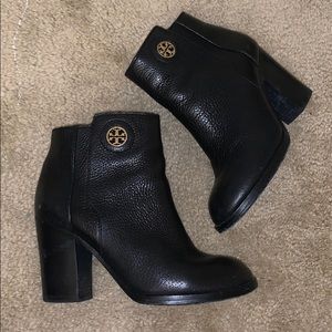Tory Burch black leather booties size 5